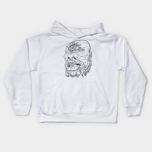 Cyclops Scary Monster Horror Black Lineart Kids Hoodie